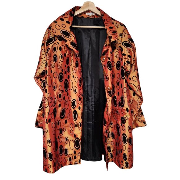 UBU Size L Jacket Shimmery Orange Black Geometric Statement Eye-catching - Picture 6 of 9